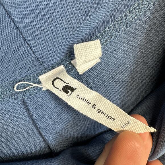 Cable & Gauge Sweater Medium Blue Viscose Blend Cowl Neck Long Sleeve Pullover - Picture 6 of 16